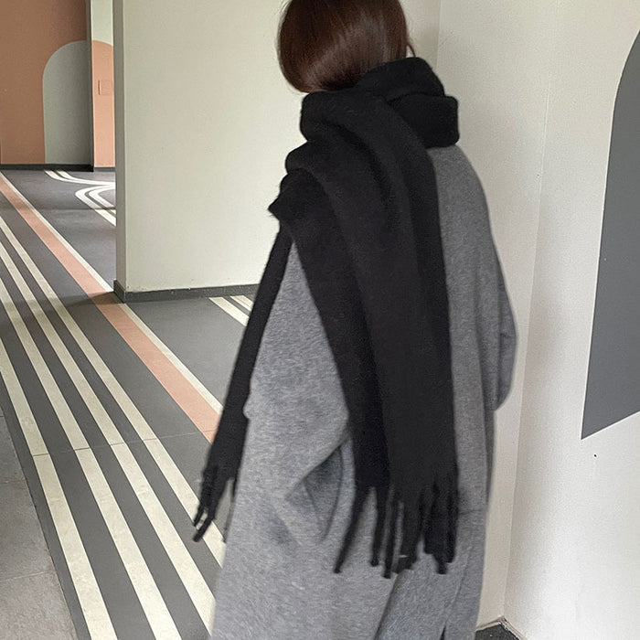 Warmfell Oversized Fluffy Scarf with Long Tassels