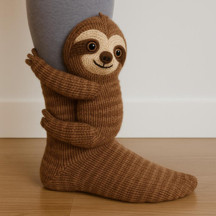 Warmfell Knit Socks with a 3D Crochet Animal Hug