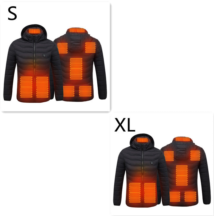 USB Heated Jacket With Hood And 8 Heating Zones, Two-Piece Pack
