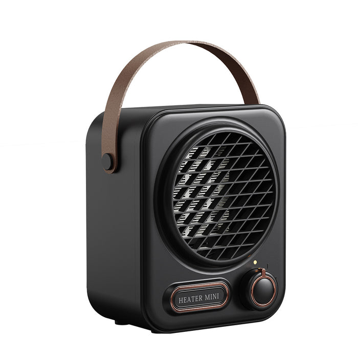 Warmfell Retro Desk Fan Heater with Leather-Look Handle