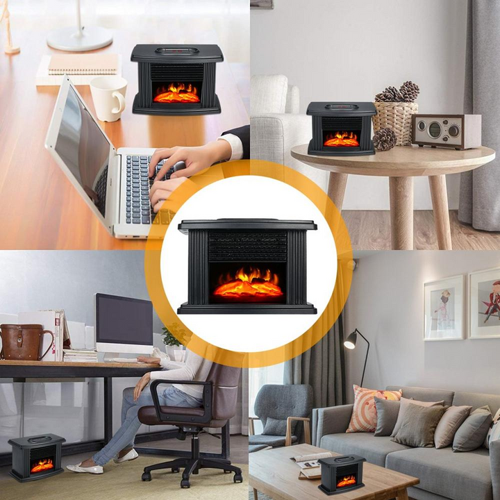 European Style Electric Fireplace Heater With LED Flame And Remote
