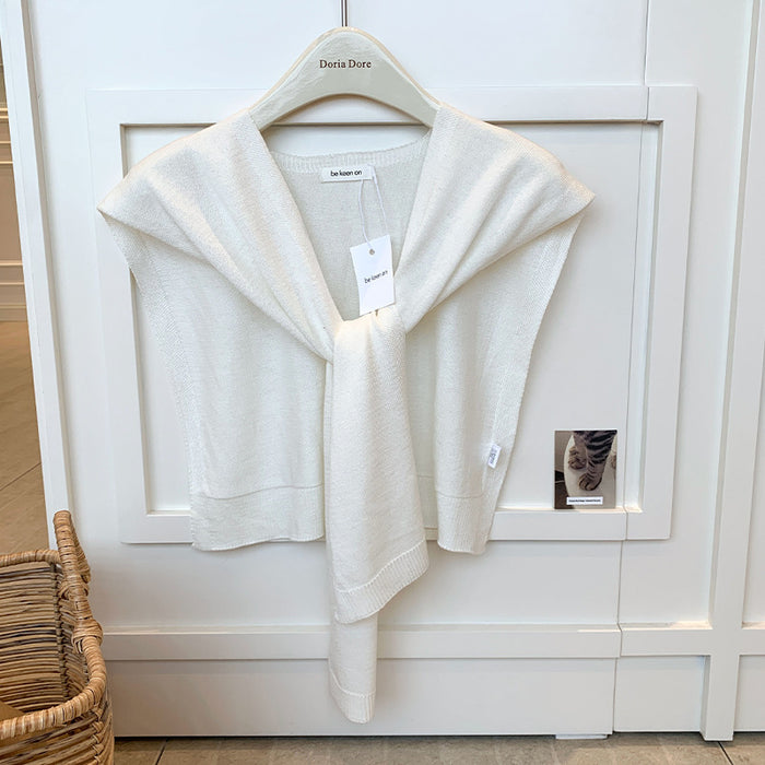 Warmfell Knitted Shoulder Wrap with Tie Front