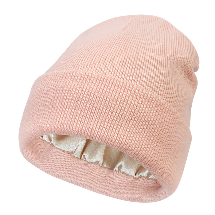 Warmfell Satin Lined Cuffed Beanie for Smooth Hair