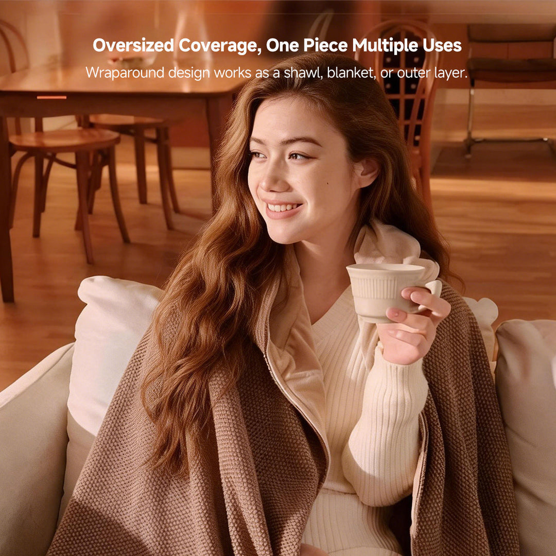 Warmfell™ Heated Hooded Shawl with Zip and 3 Heat Settings