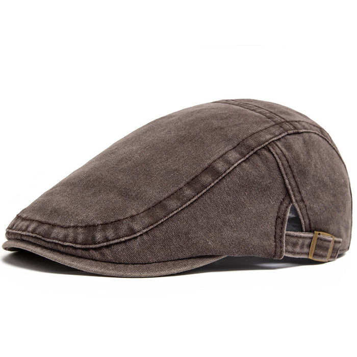 Warmfell Washed Denim Flat Cap with Buckle Back