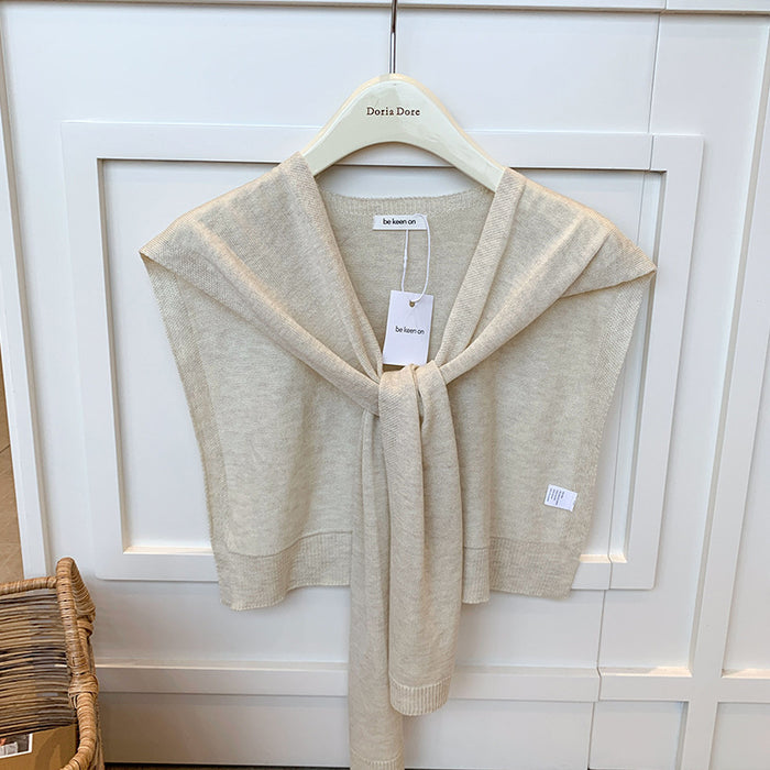 Warmfell Knitted Shoulder Wrap with Tie Front