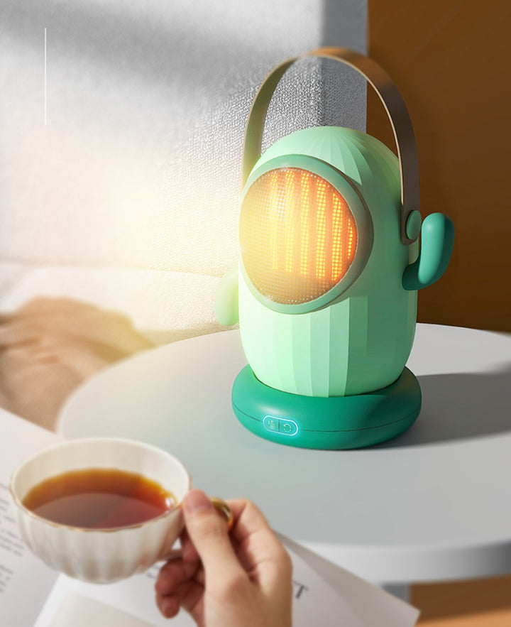 Green cactus shaped mini fan heater