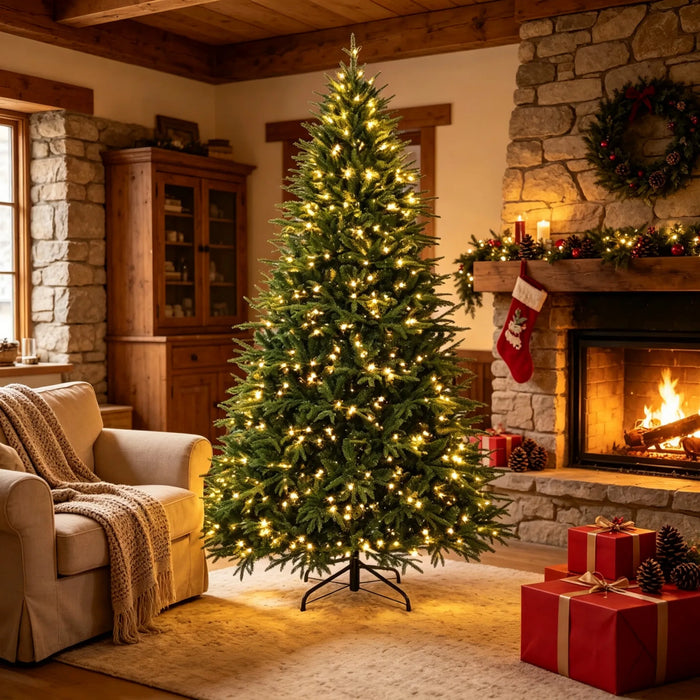 Warmfell Extra-Full Christmas Tree with 1000 Warm LEDs, 7.5ft