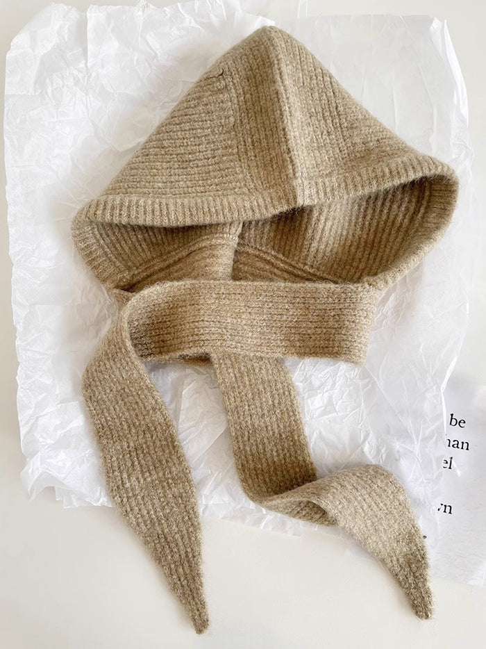 Warmfell Retro knitted balaclava with ear flaps and tie straps