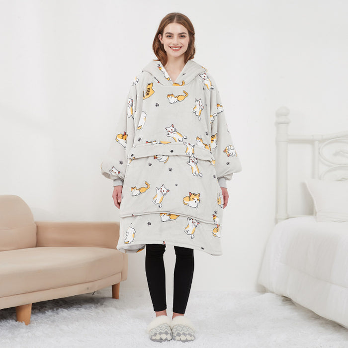 Warmfell Heated oversized hoodie blanket in sherpa with USB heating