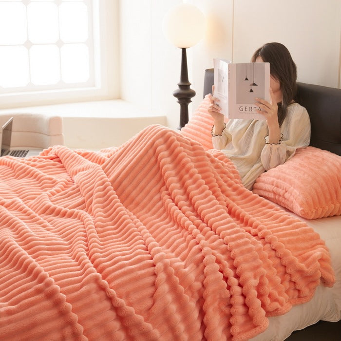 Warmfell Ribbed Faux Rabbit Fur Blanket, Anti-Static