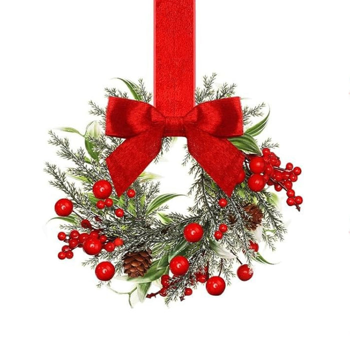 Warmfell Mini Christmas wreath with ribbon bow, handmade