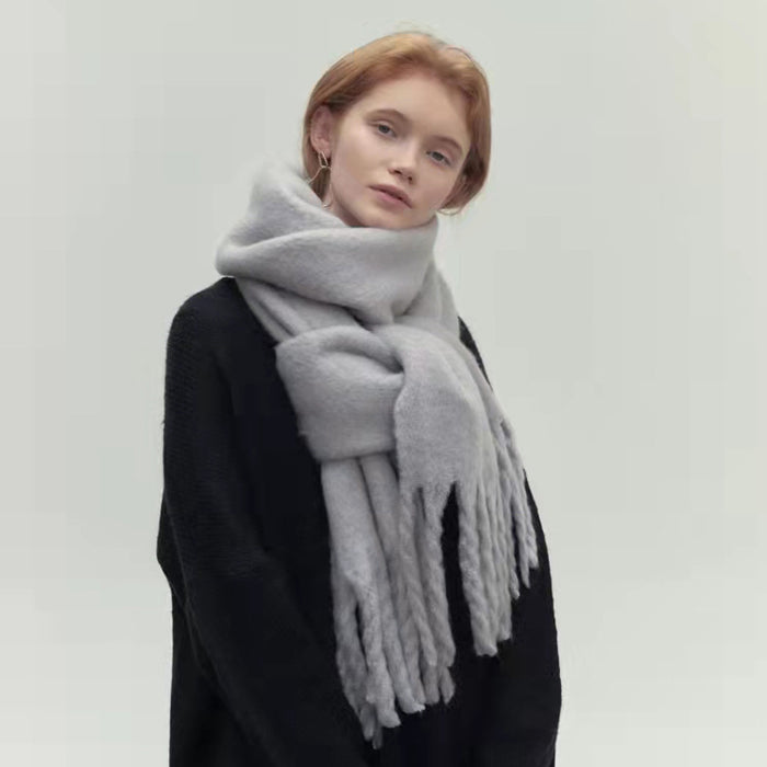 Warmfell Long Cashmere Feel Scarf with Tassels, 230 cm