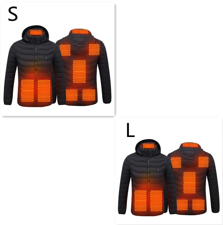 USB Heated Jacket With Hood And 8 Heating Zones, Two-Piece Pack
