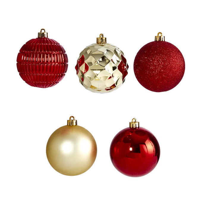 Warmfell Shatterproof Christmas Baubles 80 mm, Set of 40 Red and Gold