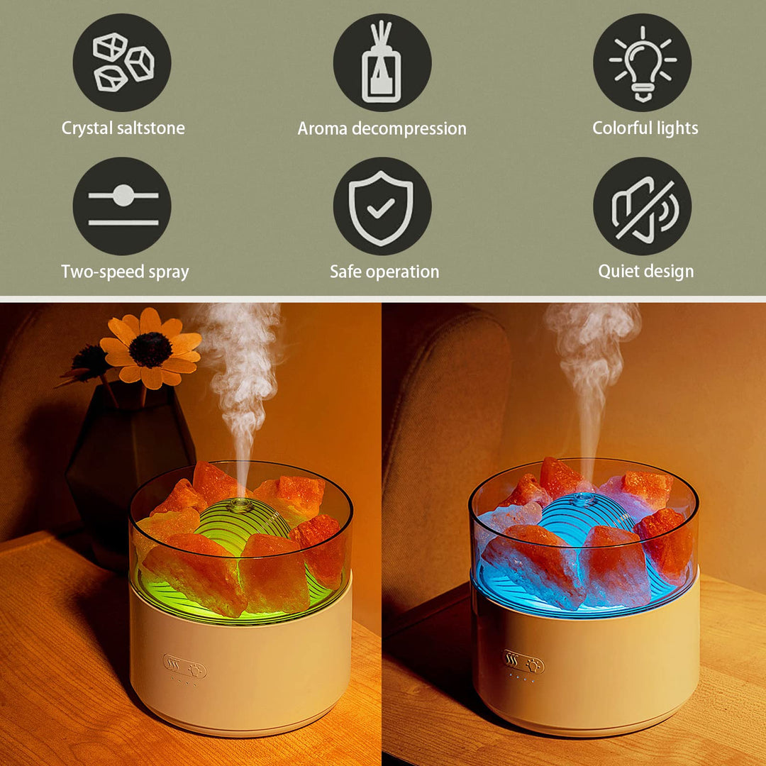 3 In 1 Crystal Salt Aroma Diffuser With Cool Mist And Night Light