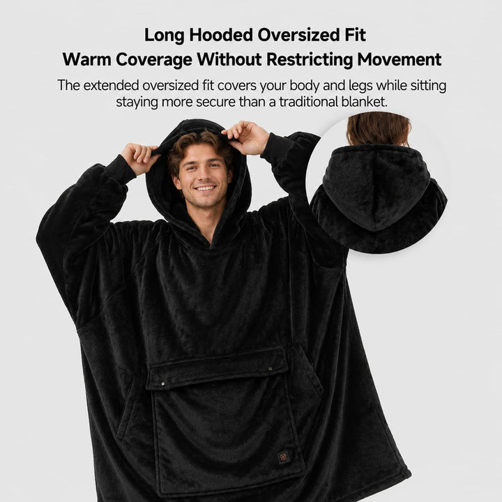 Warmfell™ USB Heated Blanket Hoodie with 3-Zone Thick Flannel Warmth
