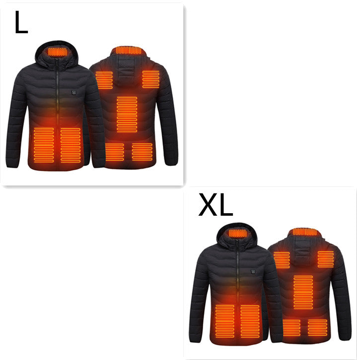 USB Heated Jacket With Hood And 8 Heating Zones, Two-Piece Pack