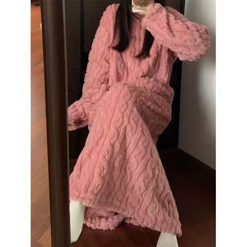 Warmfell Long Coral Fleece Nightgown with Pockets