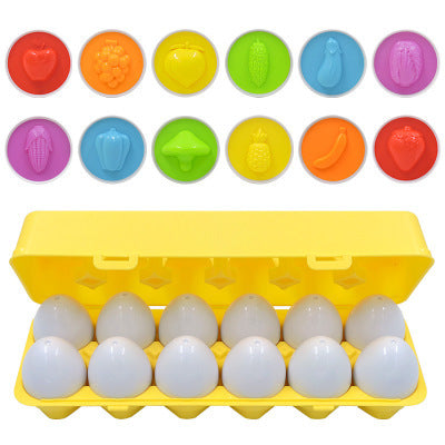 Twelve colourful matching eggs in carton