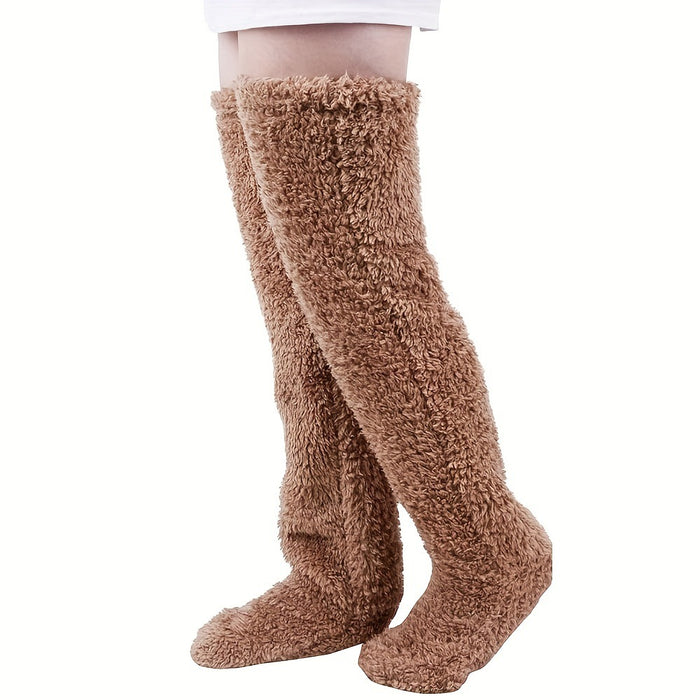 Warmfell Over the Knee Fluffy Leg Socks in Solid Colours