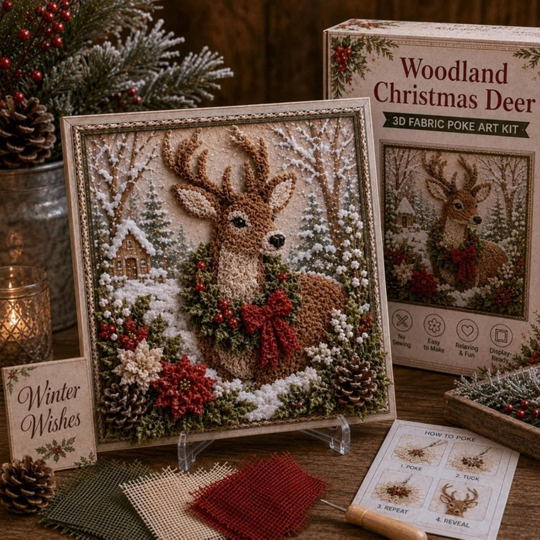 3D fabric poke art Christmas picture in frame