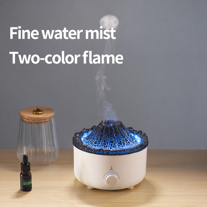 Small Silent Volcano Flame Humidifier With Remote, USB Diffuser