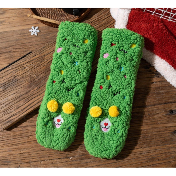 Warmfell Fluffy Socks with Embroidered Faces and Pompoms