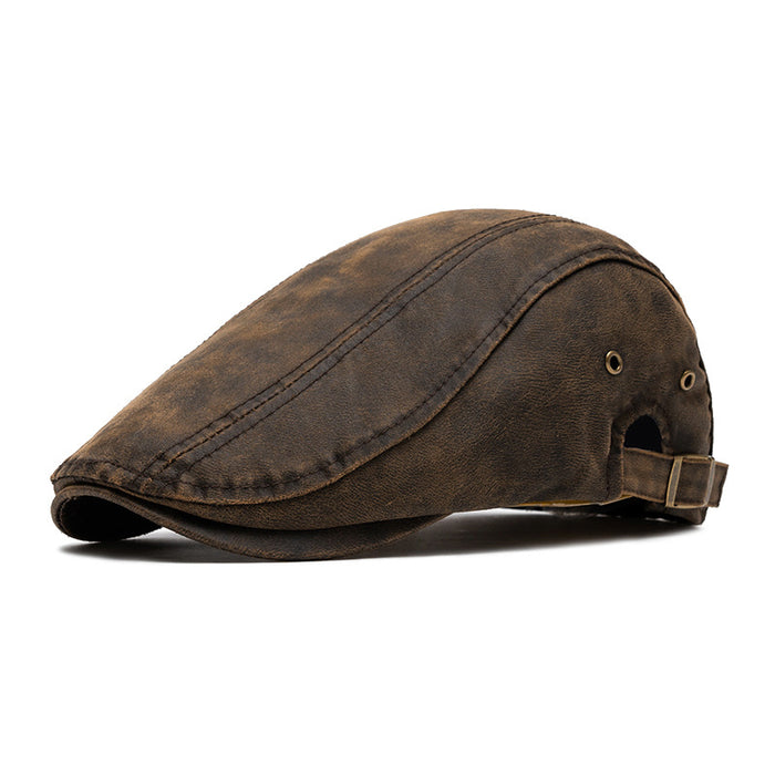 Warmfell Washed Denim Flat Cap with Buckle Back