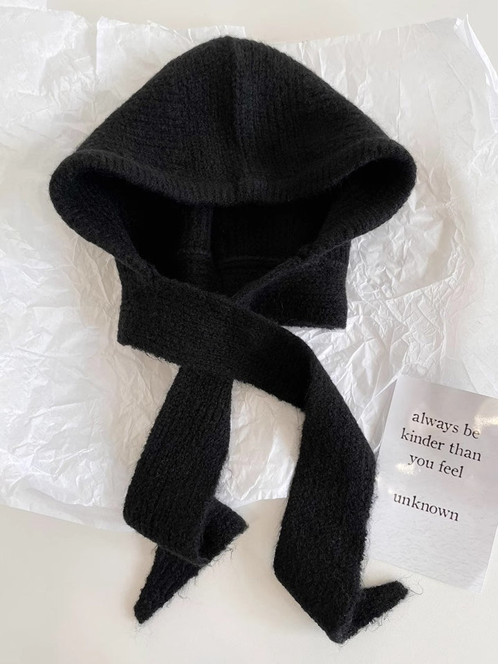 Retro Wool Blend Balaclava Hat With Ear Cover, Bandage Design
