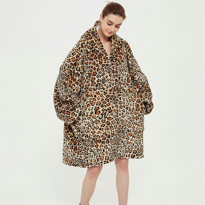 Warmfell Oversized printed blanket hoodie in double-layer fleece