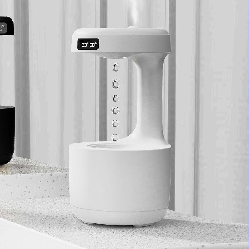 Anti-Gravity Humidifier with Clock – Water Drop Diffuser