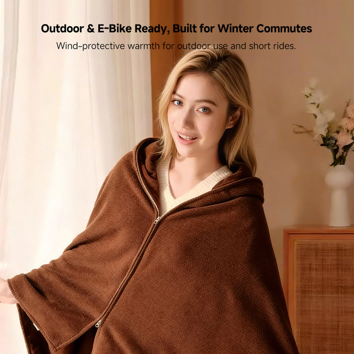 Warmfell™ Heated Hooded Shawl with Zip and 3 Heat Settings