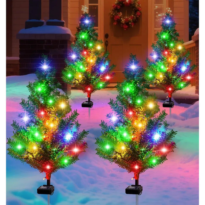 Warmfell Solar Christmas Tree Lights, Set of 4 Garden Stakes