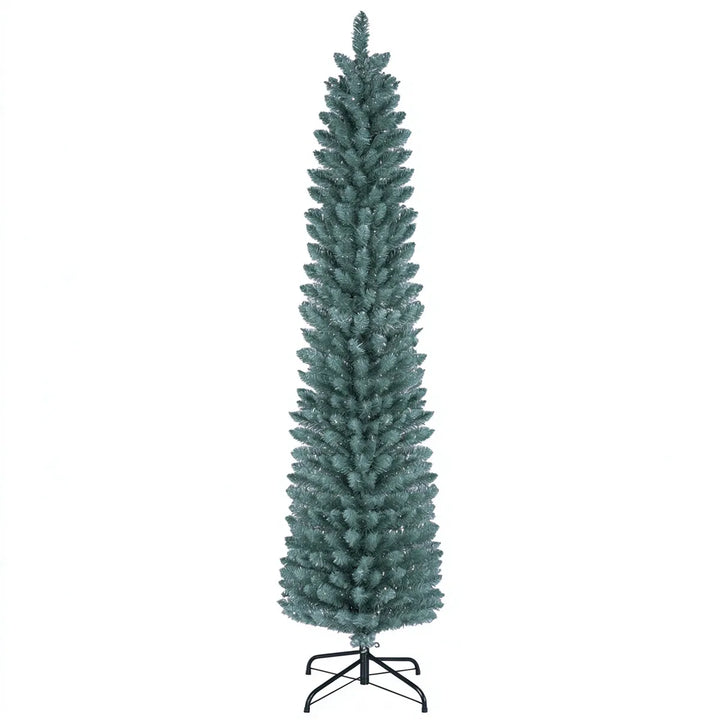 Frosted slim pencil tree with silver tips