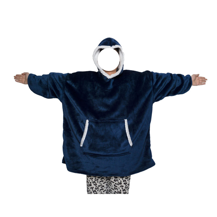 Warmfell Hooded wearable blanket in thick flannel for couples