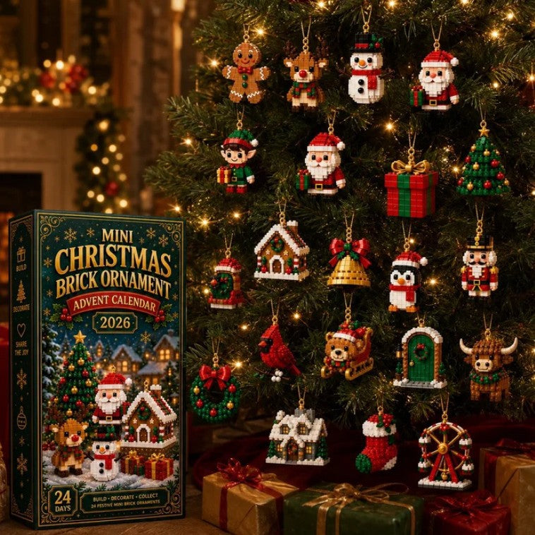 Brick advent calendar with mini ornaments
