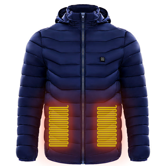 Warmfell Men's heated puffer jacket with hood – up to 9 heat zones