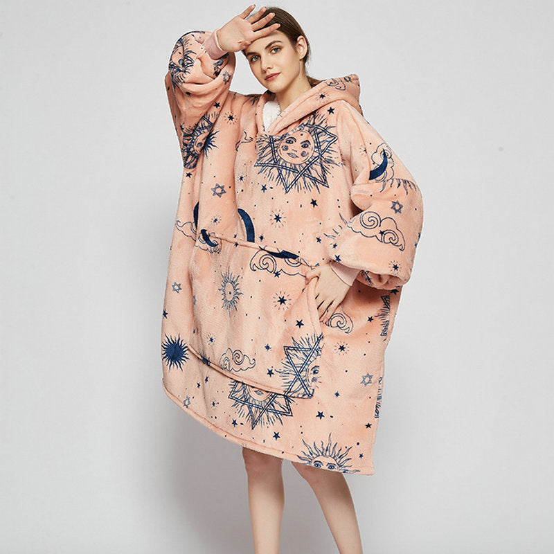 Wearable Blanket Hoodie – Soft Flannel with Fun Prints