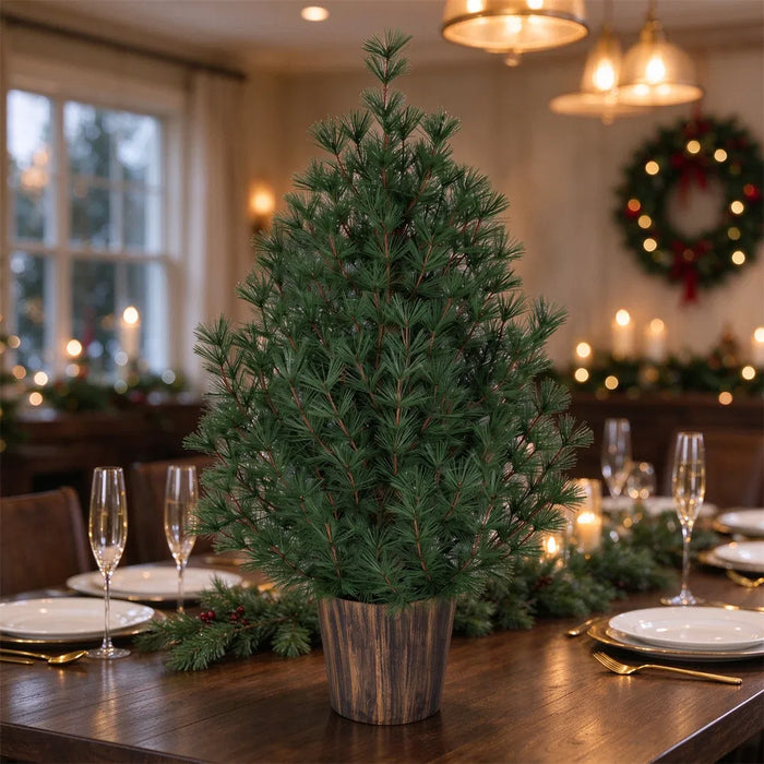 Warmfell Potted Christmas Tree in Vintage Gold Pot, 3ft