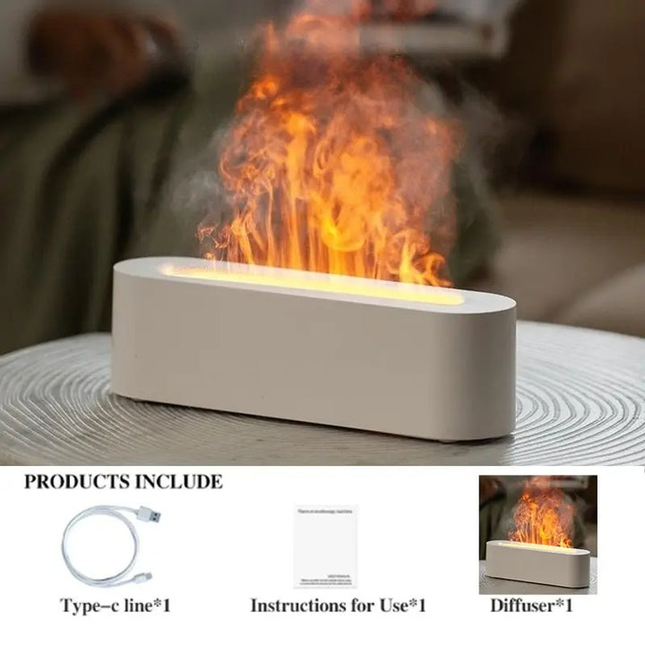 Flame Aroma Diffuser With 10ml Essential Oils, 7 Colour Light