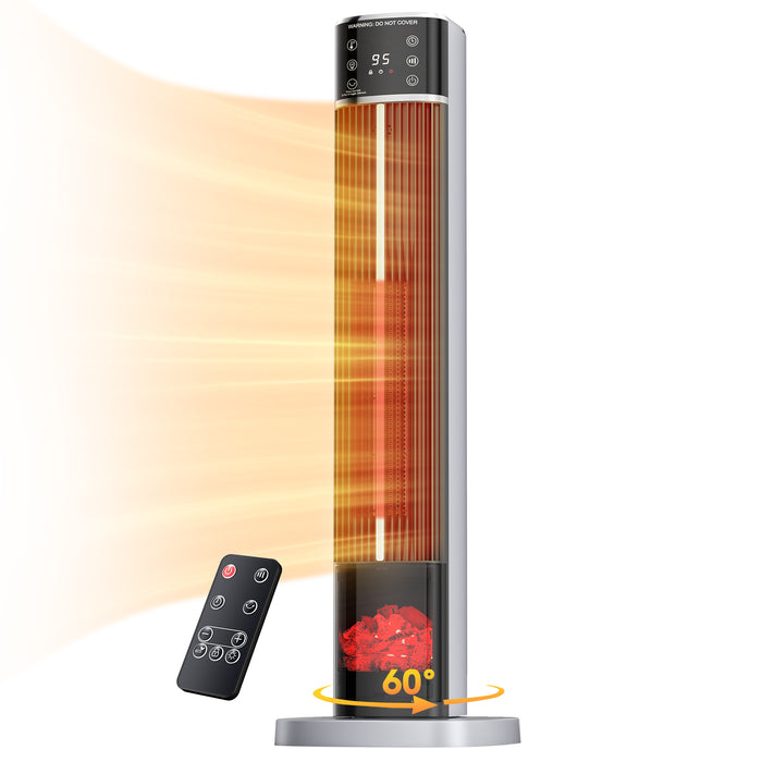 Warmfell Ceramic Tower Heater 81 cm with Flame Effect and ECO Mode