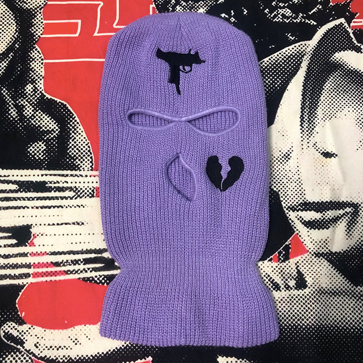 Embroidered Acrylic Three-Hole Ski Mask In 16 Colours