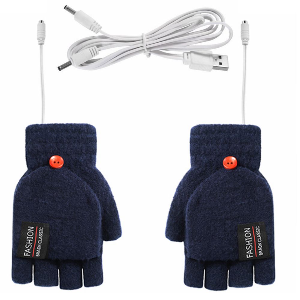 USB Heated Half Finger Gloves With Double-Sided Heating