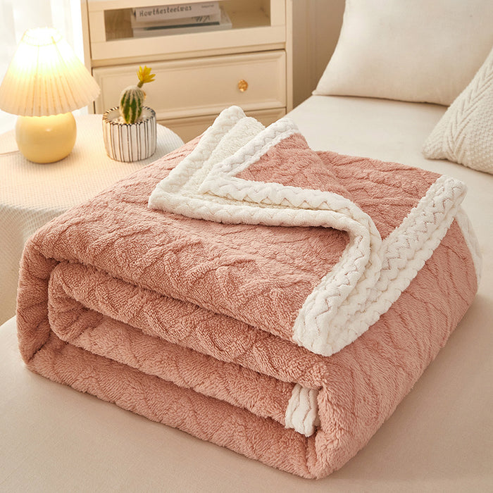 Warmfell Double-Layer Coral Fleece Blanket with Sherpa Reverse