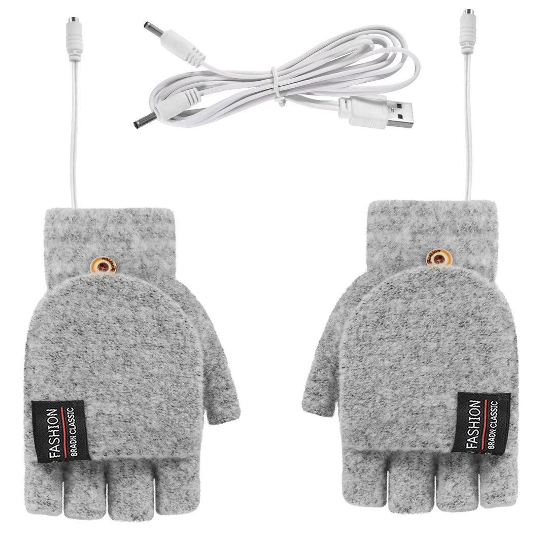 USB Heated Half Finger Gloves With Double-Sided Heating