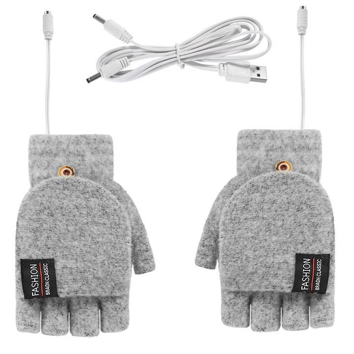 USB Heated Half Finger Gloves With Double-Sided Heating