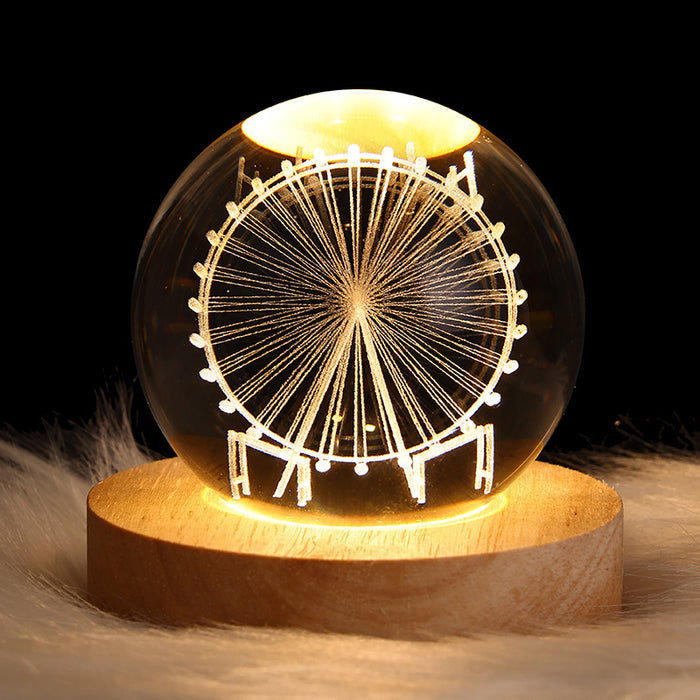Warmfell Crystal ball night light on a solid wood base