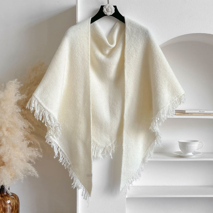 Warmfell Fringed Knit Scarf and Shoulder Wrap, 180 x 60 cm