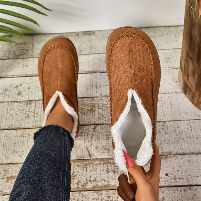 Women's Plush-Lined Ankle Boots – Warm Suede-Look Snow Boots